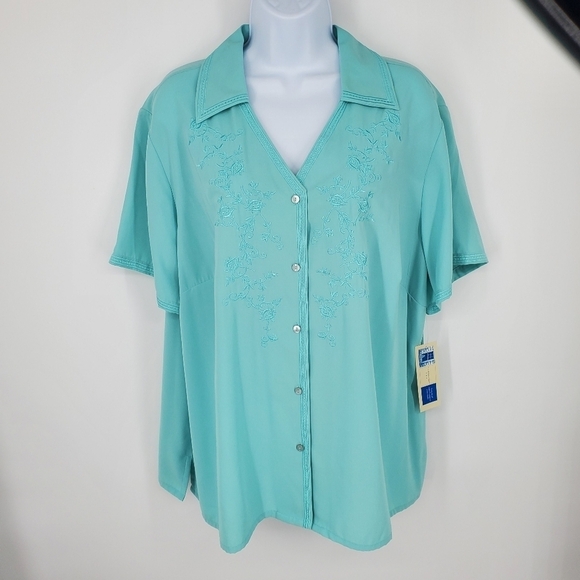 Covington Shirt Women 20W Embroidered Button Down Blouse - Picture 12 of 12